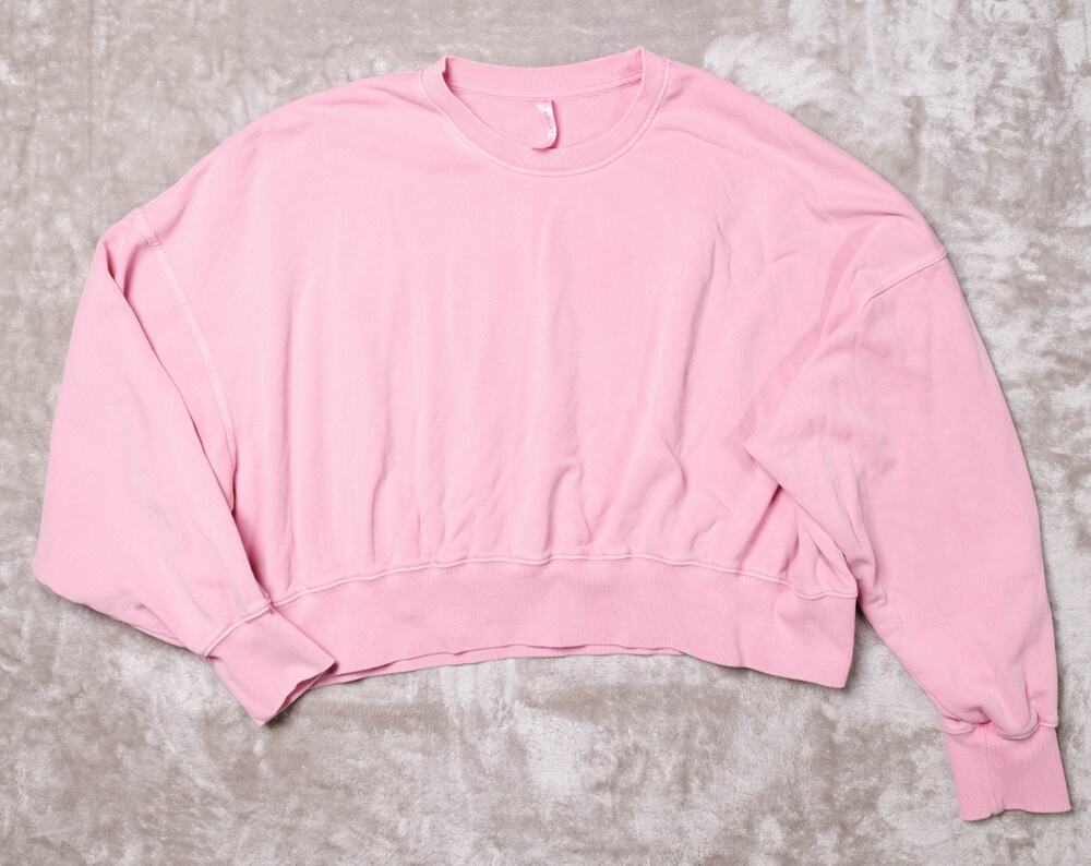 Fabletics Year Round Terry Cropped Pink Sweatshirt Womens Size XL NWOT